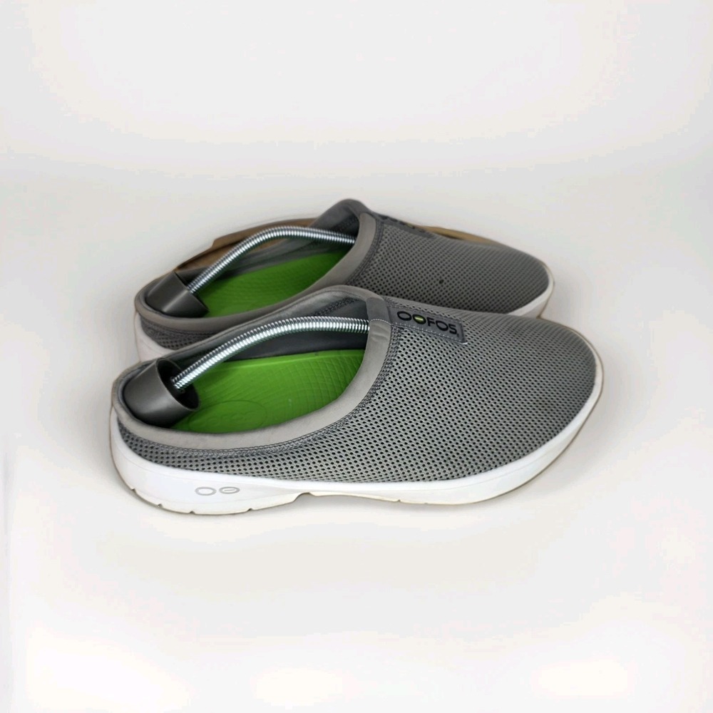 OOFOS Men's OOcoozie Sport Mules Gray Mesh Slip On Size 11